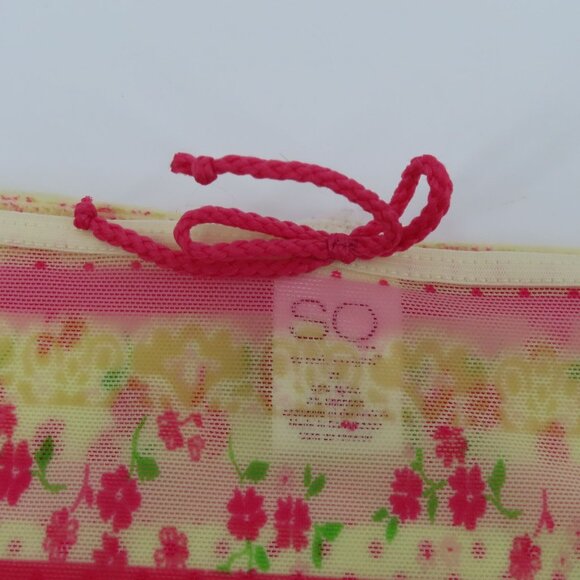 SO Juniors Extra Large XL Panty Floral Flower Pink Yellow Sheer Mesh Bow Accent - Picture 3 of 11